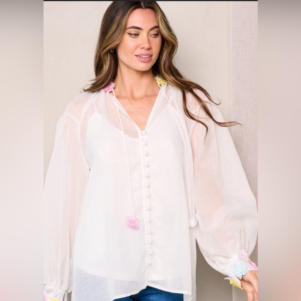 Mallory - long sleeve and tank flower blouse top